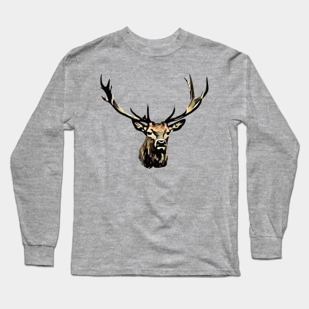 Red deer (Cervus elaphus) Long Sleeve T-Shirt by RosArt100